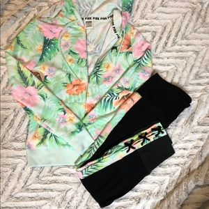 Brand New VS Pink Tropical Legging/Hoodie Set
